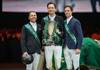 Kent FARRINGTON (USA) Martin FUCHS (SUI) and Ben MAHER (GBR) during the day 3 of Rolex Grand Slam of Show Jumping 2024 at Palexpo on December 13, 2024 in Geneva, Switzerland. (Photo by Pierre Costabadie/Icon Sport)